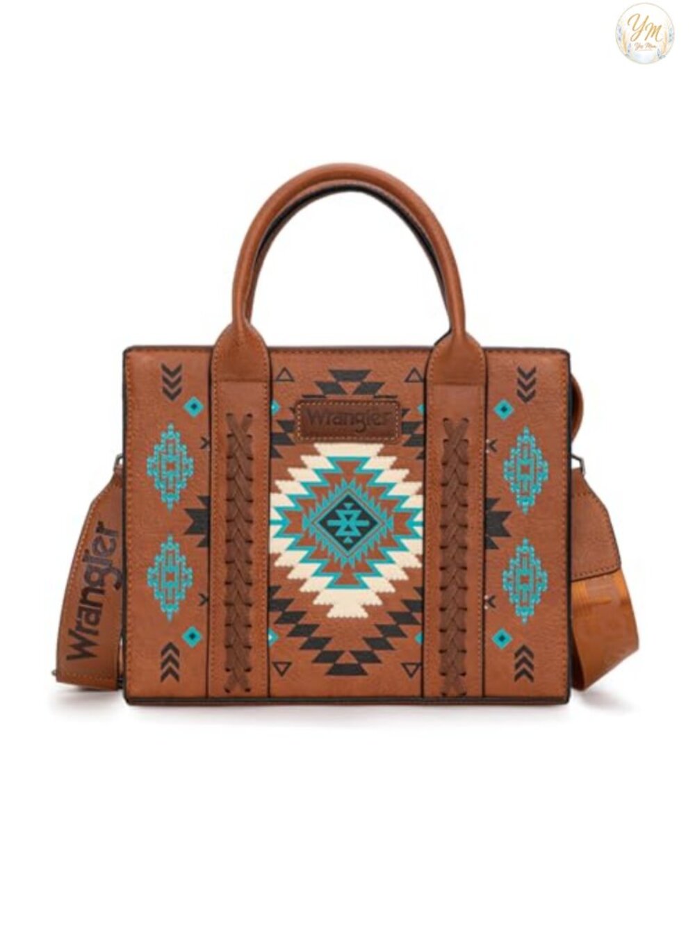 Rustic Floral Print Braided Tote Purse - Faux Leather Shoulder Handbag
